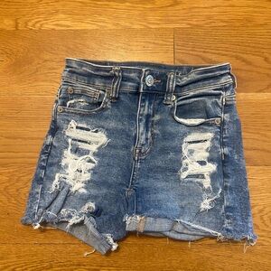 American Eagle Outfitters Blue Distressed Jean Shorts